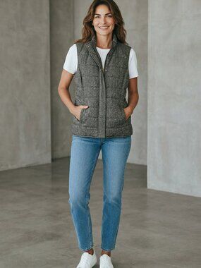 J Jill Puffer Vest Herringbone Print